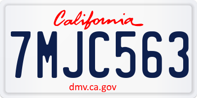 CA license plate 7MJC563