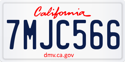 CA license plate 7MJC566