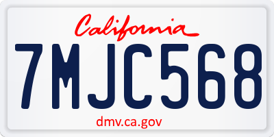 CA license plate 7MJC568