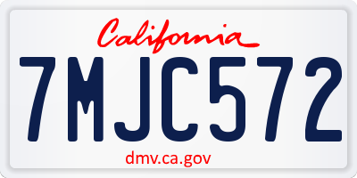 CA license plate 7MJC572