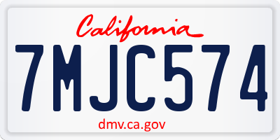 CA license plate 7MJC574