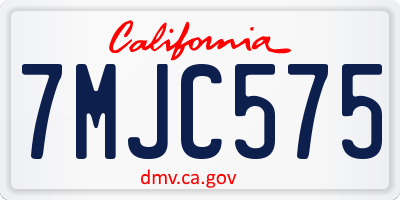CA license plate 7MJC575