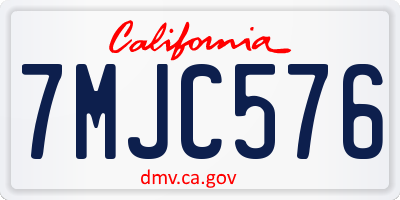 CA license plate 7MJC576