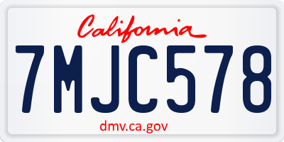 CA license plate 7MJC578