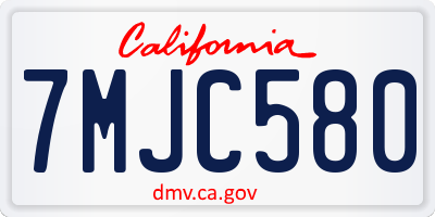 CA license plate 7MJC580