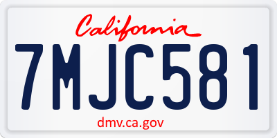 CA license plate 7MJC581