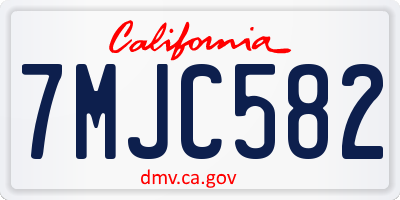CA license plate 7MJC582