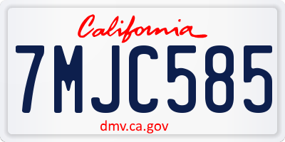 CA license plate 7MJC585