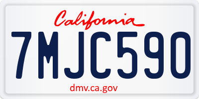 CA license plate 7MJC590