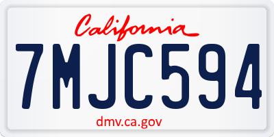 CA license plate 7MJC594