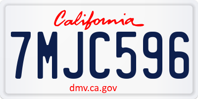 CA license plate 7MJC596