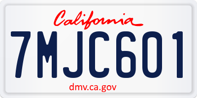 CA license plate 7MJC601