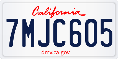 CA license plate 7MJC605