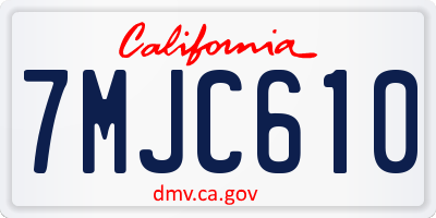 CA license plate 7MJC610