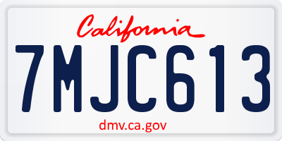 CA license plate 7MJC613