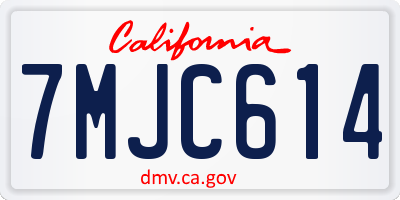 CA license plate 7MJC614