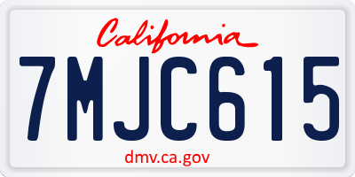 CA license plate 7MJC615