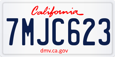 CA license plate 7MJC623