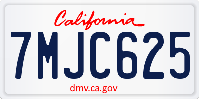 CA license plate 7MJC625