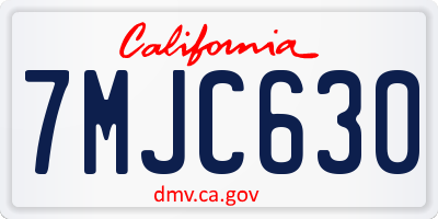 CA license plate 7MJC630