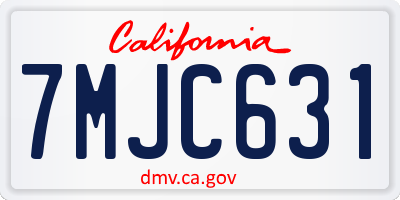 CA license plate 7MJC631