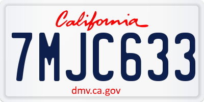 CA license plate 7MJC633