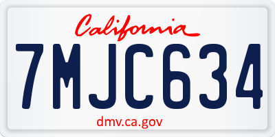 CA license plate 7MJC634