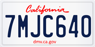 CA license plate 7MJC640