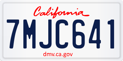 CA license plate 7MJC641