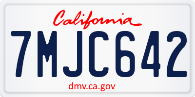 CA license plate 7MJC642
