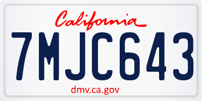 CA license plate 7MJC643