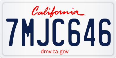 CA license plate 7MJC646
