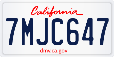 CA license plate 7MJC647