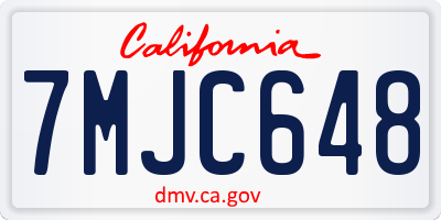 CA license plate 7MJC648