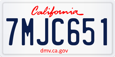 CA license plate 7MJC651