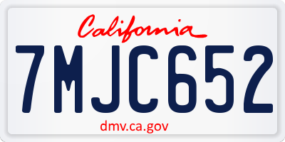 CA license plate 7MJC652