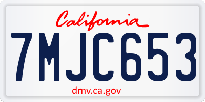 CA license plate 7MJC653