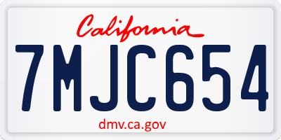 CA license plate 7MJC654