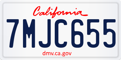 CA license plate 7MJC655
