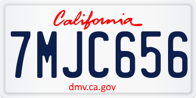 CA license plate 7MJC656