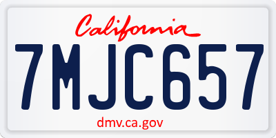 CA license plate 7MJC657