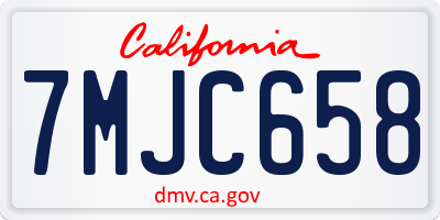 CA license plate 7MJC658