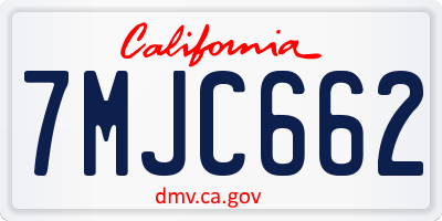 CA license plate 7MJC662