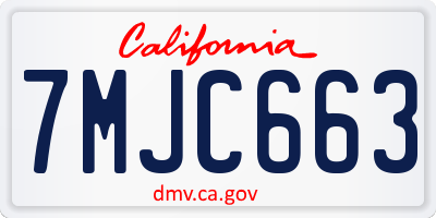 CA license plate 7MJC663
