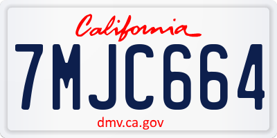 CA license plate 7MJC664