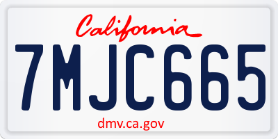 CA license plate 7MJC665