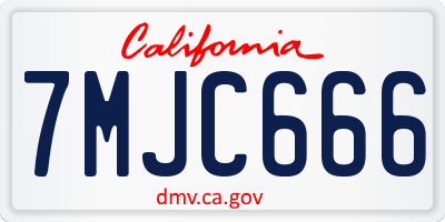 CA license plate 7MJC666