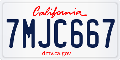 CA license plate 7MJC667