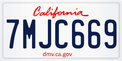 CA license plate 7MJC669