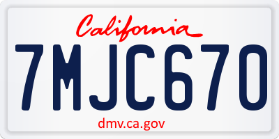 CA license plate 7MJC670